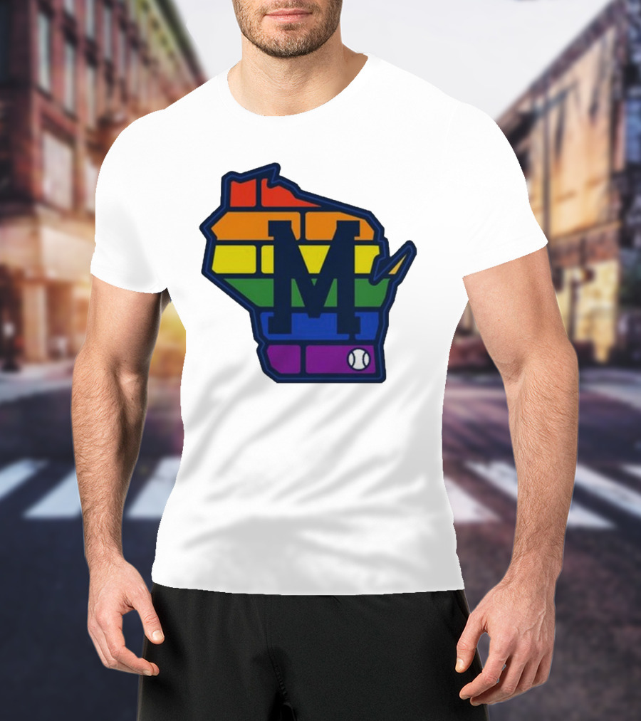Aurora Health Care Brewers Pride Rainbow Wisconsin Baseball T-Shirt