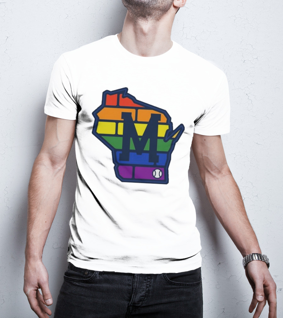 Aurora Health Care Brewers Pride Rainbow Wisconsin Baseball T-Shirt