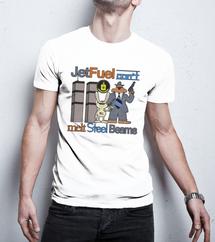 Barely Legal Clothing Jet Fuel Can’t Melt Steel Beams Sam And Max CIA Twin Towers T-Shirt