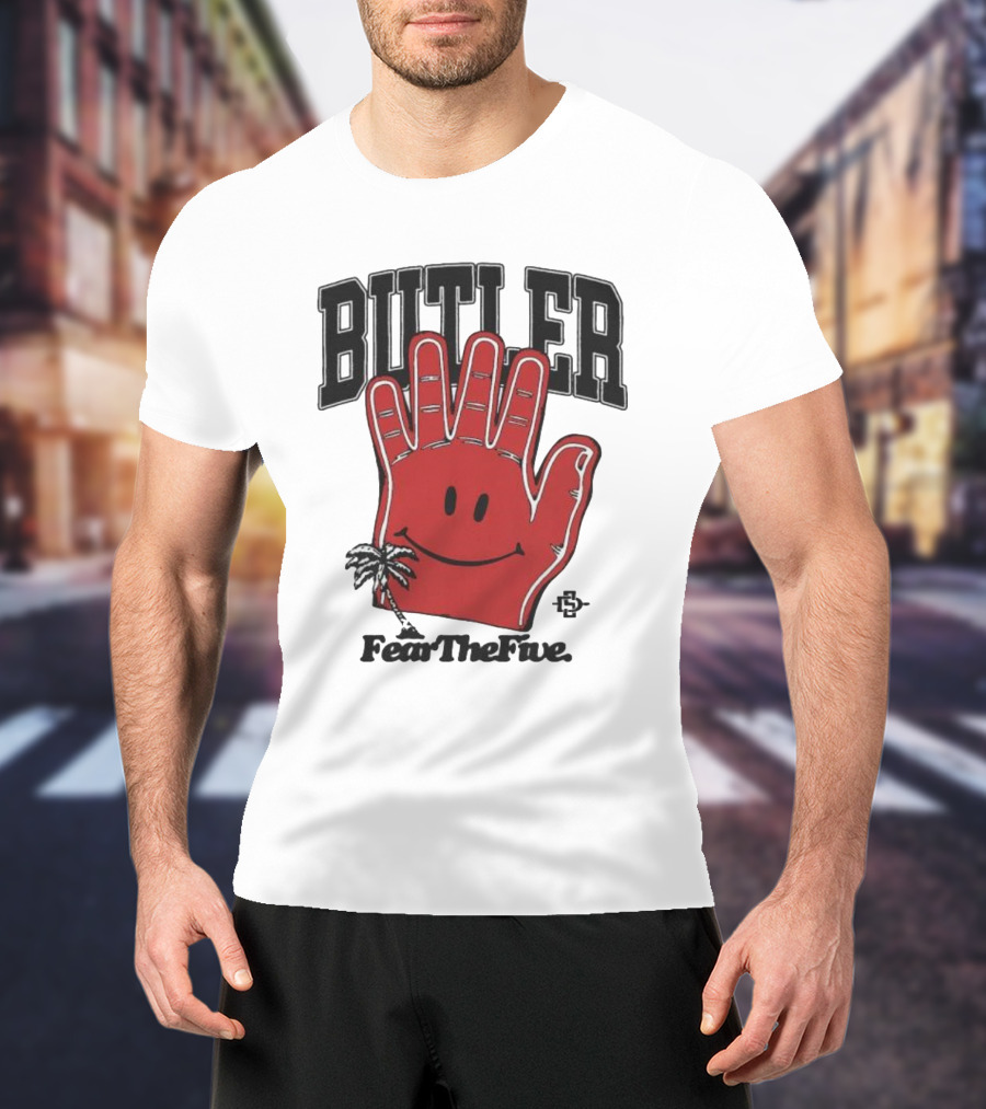Butler Fear The Five SDSU Smiley Hand Palm Tree T-Shirt