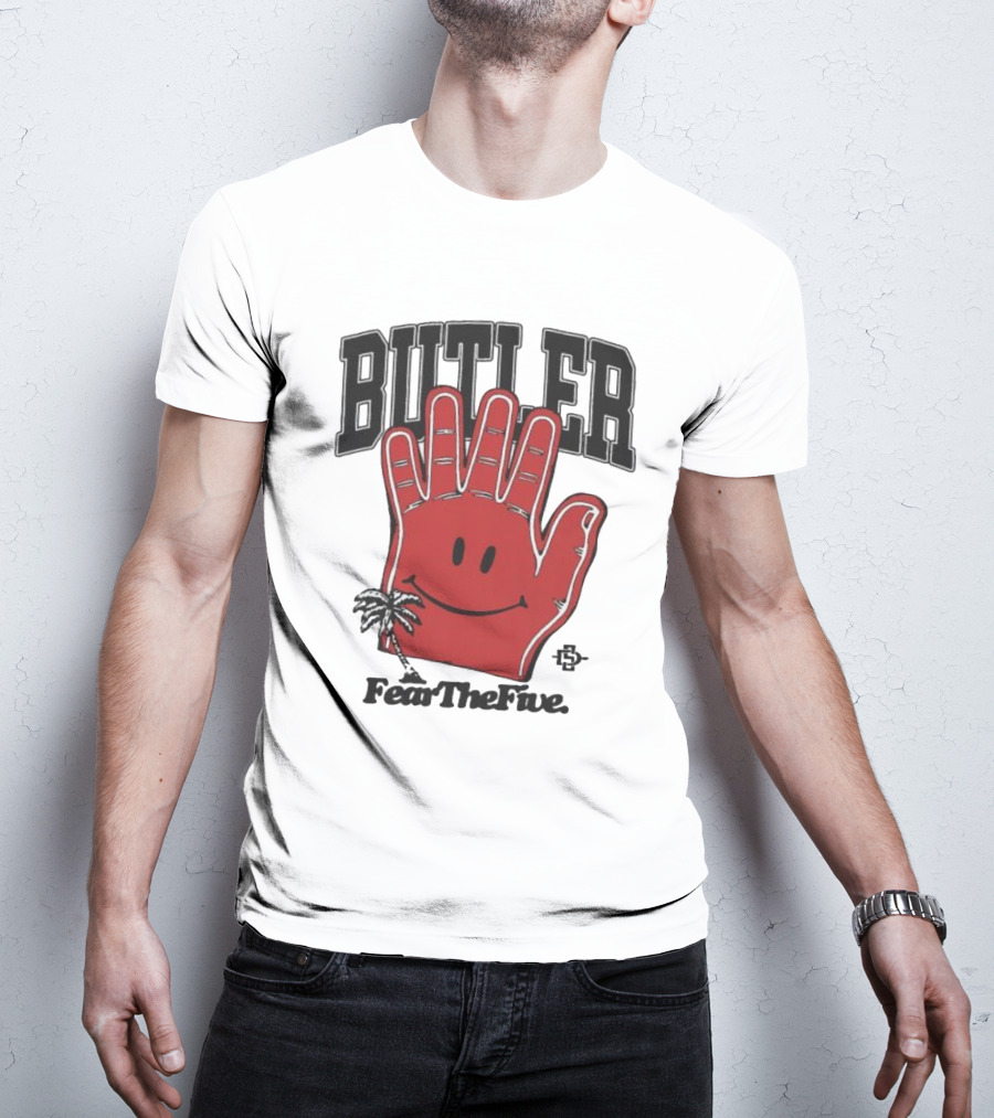 Butler Fear The Five SDSU Smiley Hand Palm Tree T-Shirt