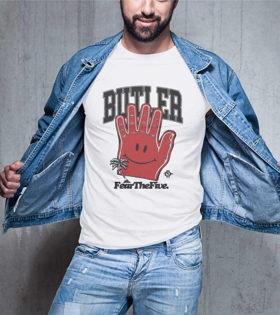 Butler Fear The Five SDSU Smiley Hand Palm Tree T-Shirt
