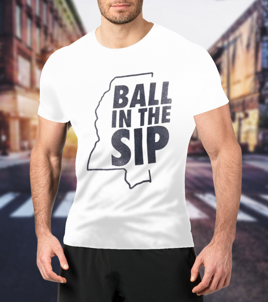 Ball In The Sip Mississippi Outline Lane Kiffin T-Shirt