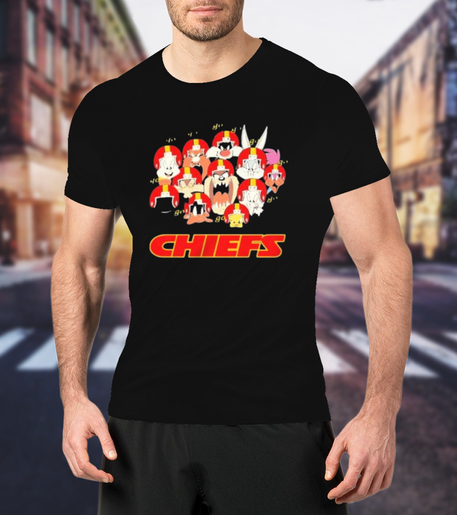 Looney Tunes Characters Chiefs Helmets Kansas City Chiefs T-Shirt