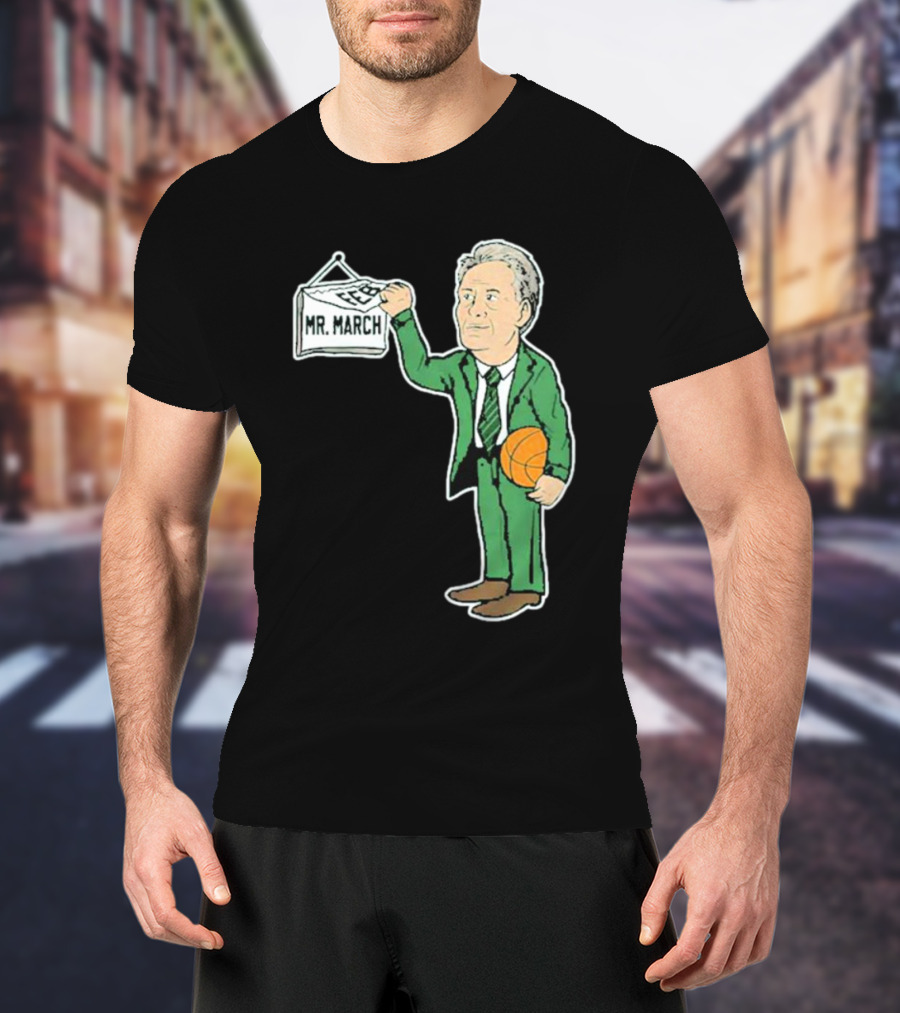 Mr. March Basketball Coach With Calendar In Green Suit Holding Basketball T-Shirt
