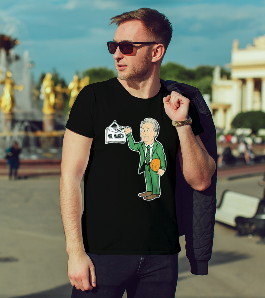 Mr. March Basketball Coach With Calendar In Green Suit Holding Basketball T-Shirt