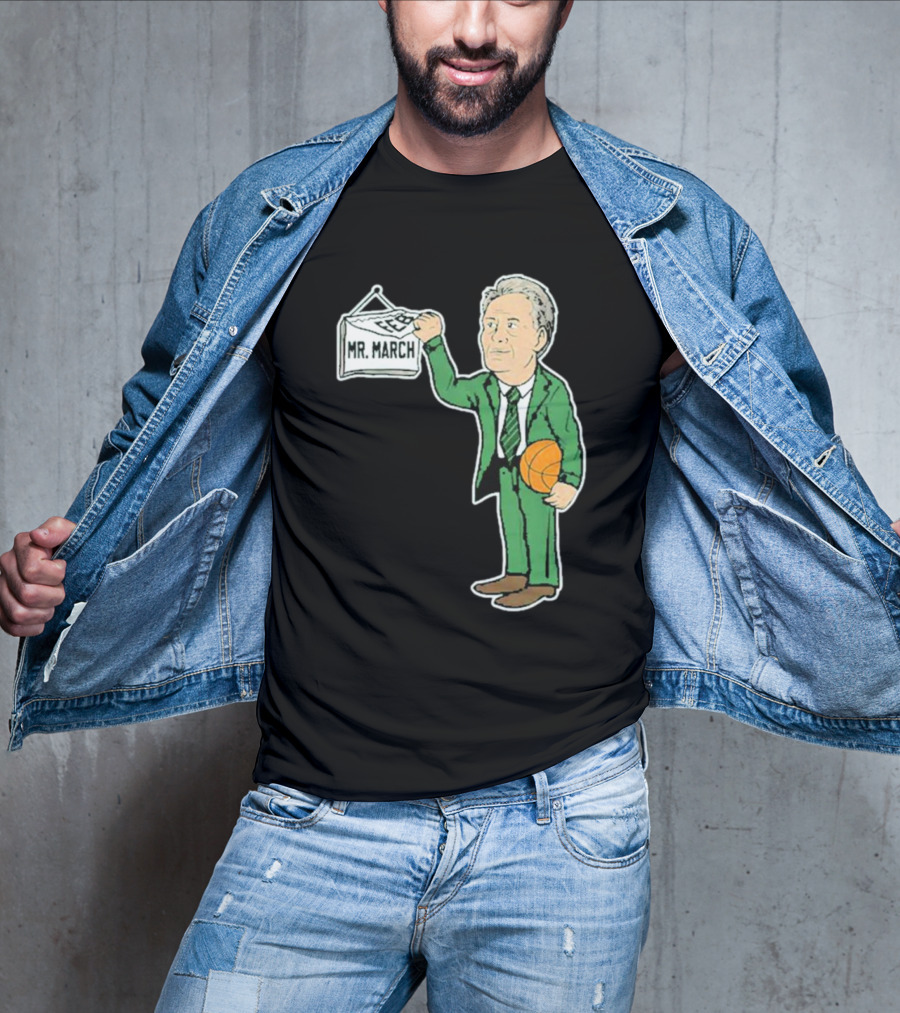 Mr. March Basketball Coach With Calendar In Green Suit Holding Basketball T-Shirt