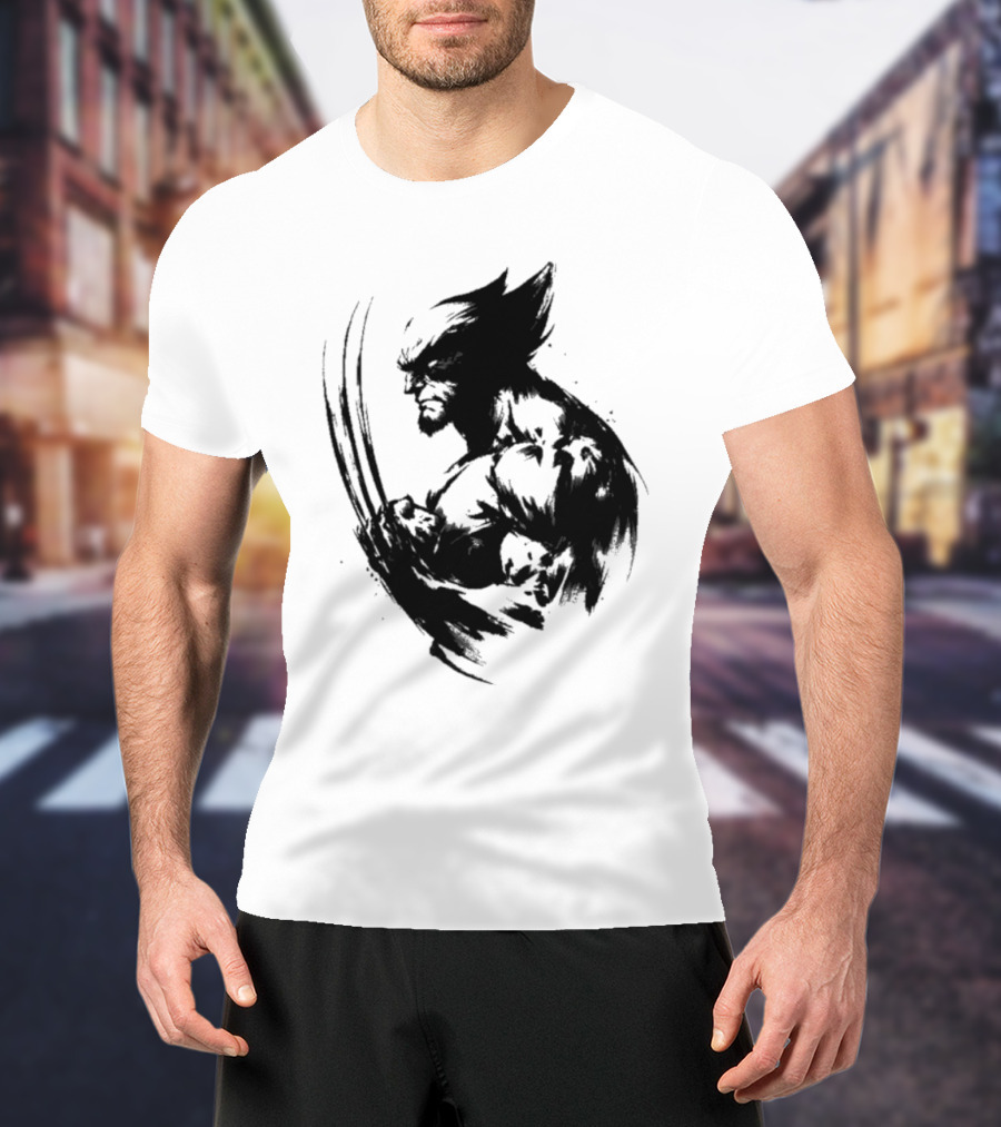 Mutant Inked Wolverine Claw Shadows Sketch T-Shirt