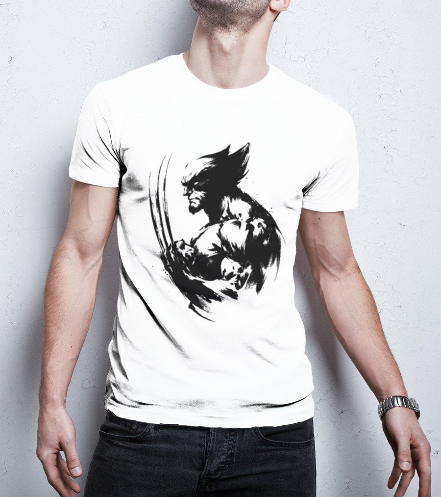 Mutant Inked Wolverine Claw Shadows Sketch T-Shirt