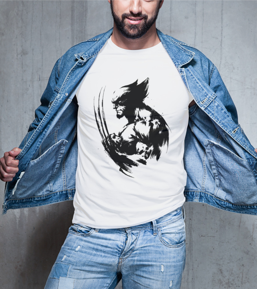 Mutant Inked Wolverine Claw Shadows Sketch T-Shirt