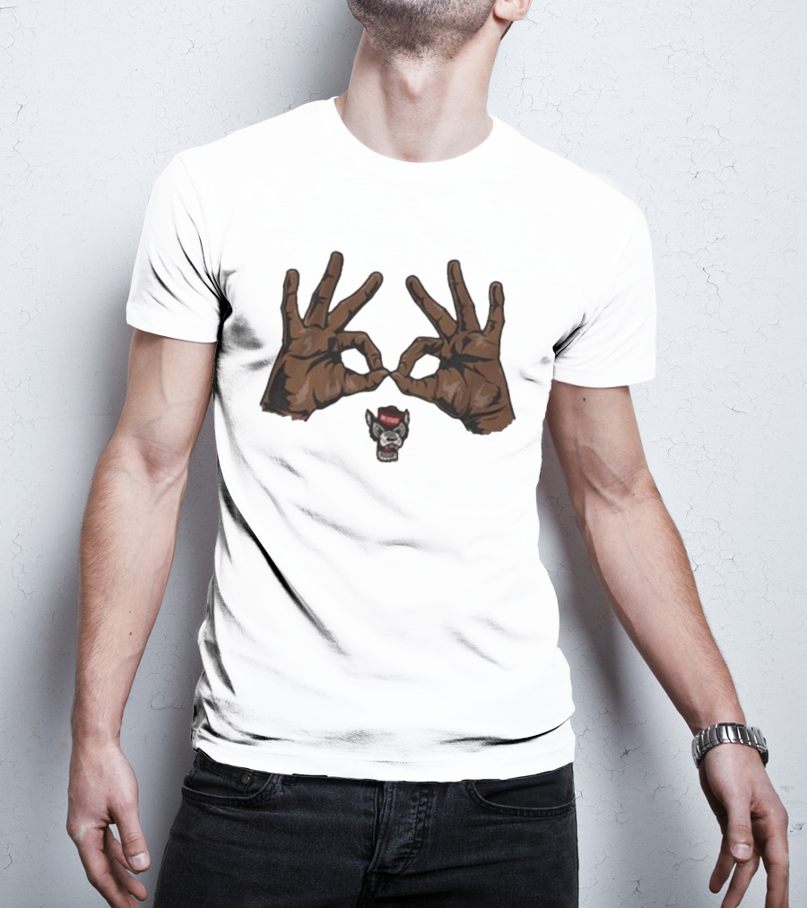 Nc State Basketball Three Goggles Hand Sign Wolfpack T-Shirt