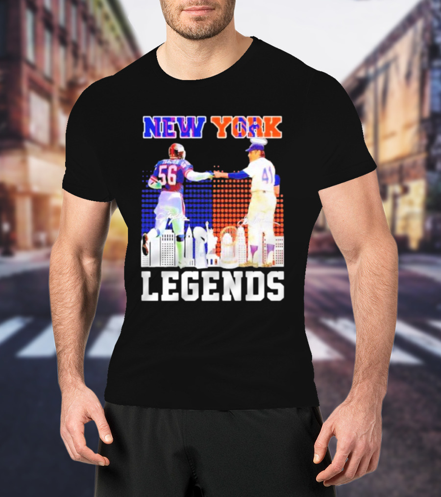 New York Lawrence Taylor Tom Seaver Legends Signatures T-Shirt