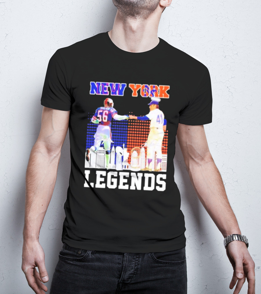 New York Lawrence Taylor Tom Seaver Legends Signatures T-Shirt