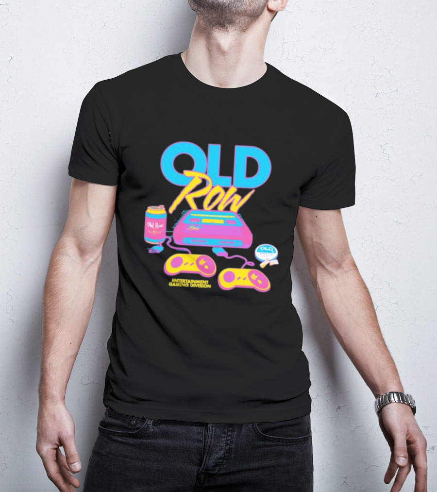 Old Row 90s Gaming Entertainment Gaming Division Mineral Wash Retro Console Controllers T-Shirt