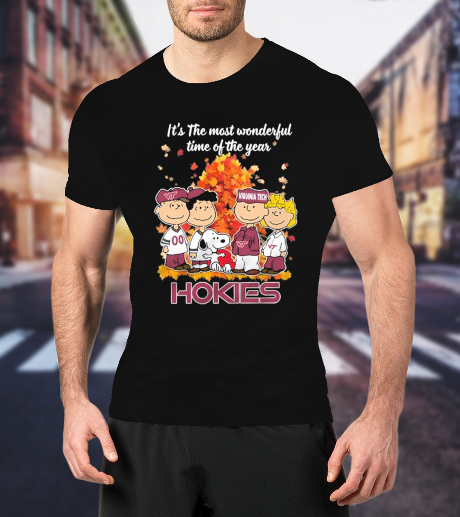 Snoopy Virginia Tech Hokies Peanuts Friends Wonderful Time Of The Year T-Shirt