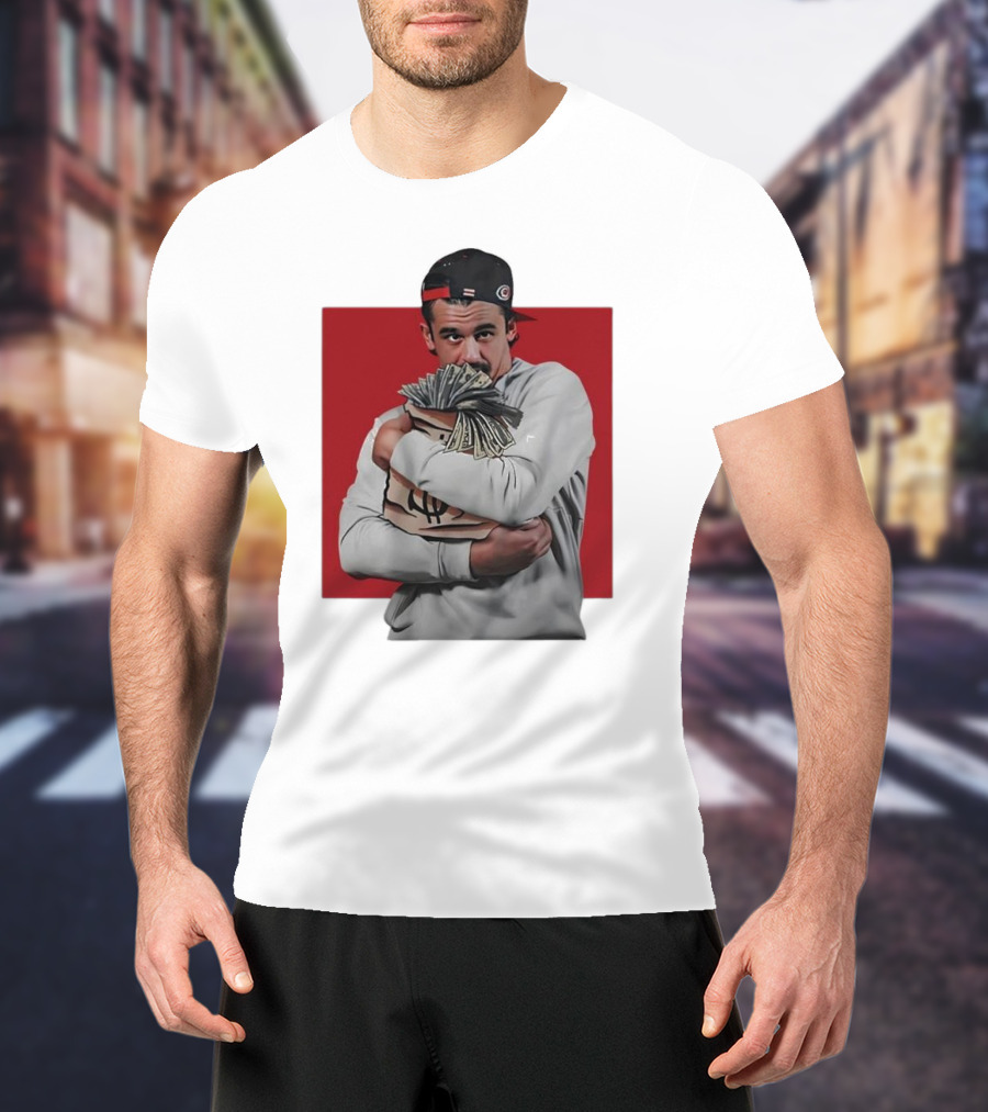 Seth Jarvis Holding Money Bag In Hockey Cap T-Shirt