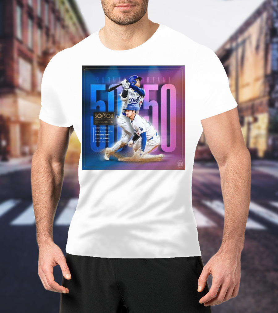 Shohei Ohtani 50/50 First Player MLB History 50 Home Runs And Steals Dodgers T-Shirt