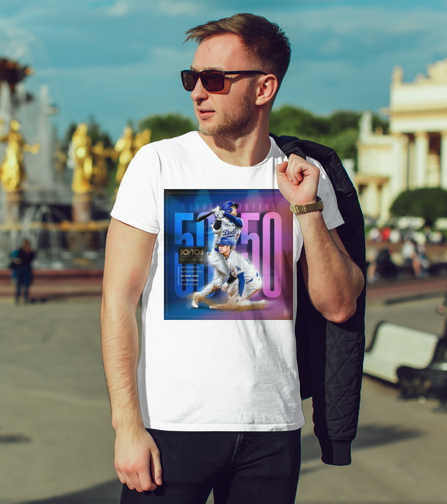 Shohei Ohtani 50/50 First Player MLB History 50 Home Runs And Steals Dodgers T-Shirt