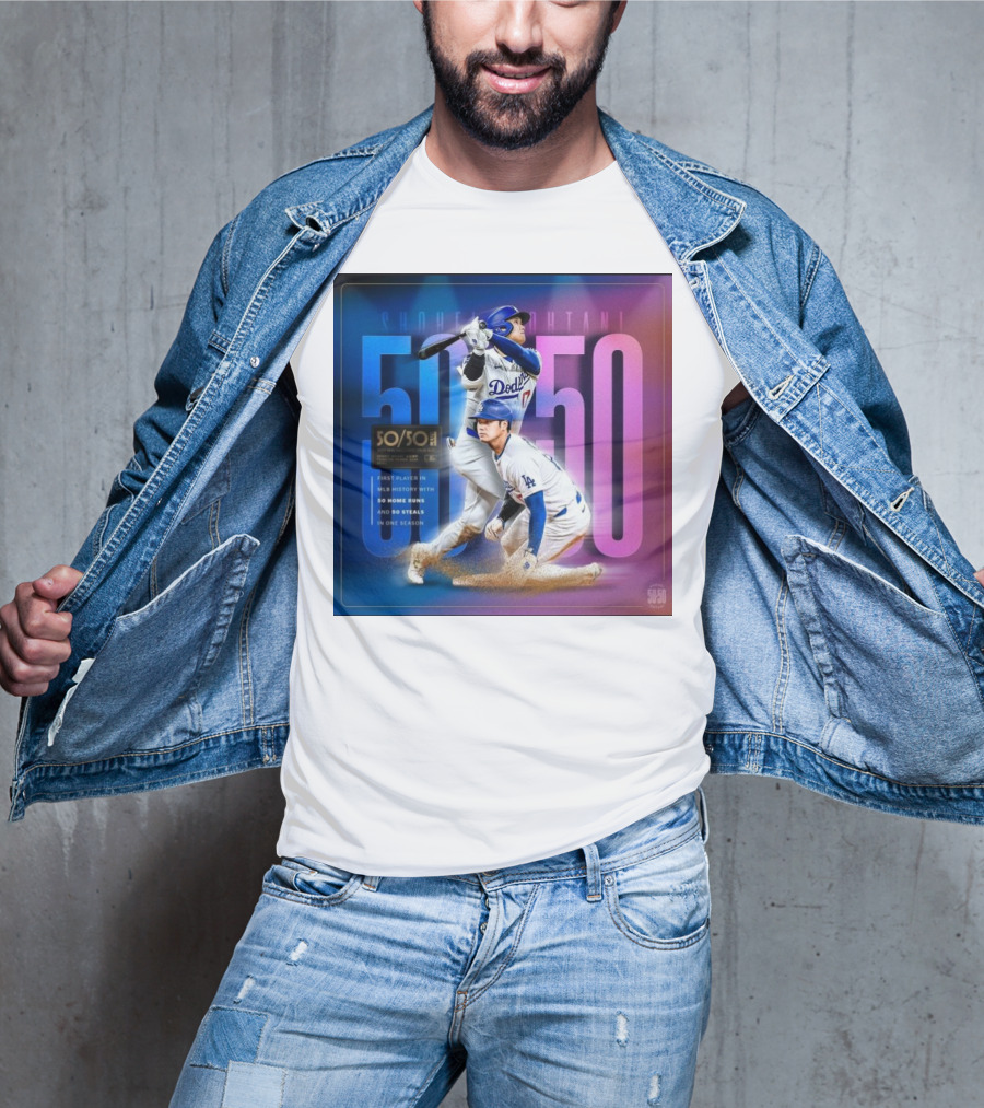 Shohei Ohtani 50/50 First Player MLB History 50 Home Runs And Steals Dodgers T-Shirt