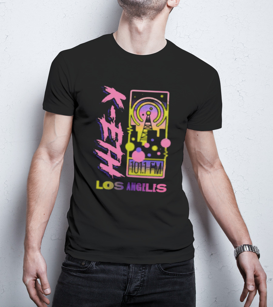 K-ETH 101.1 FM Los Angeles Radio Tower Neon Design Teddy Fresh T-Shirt