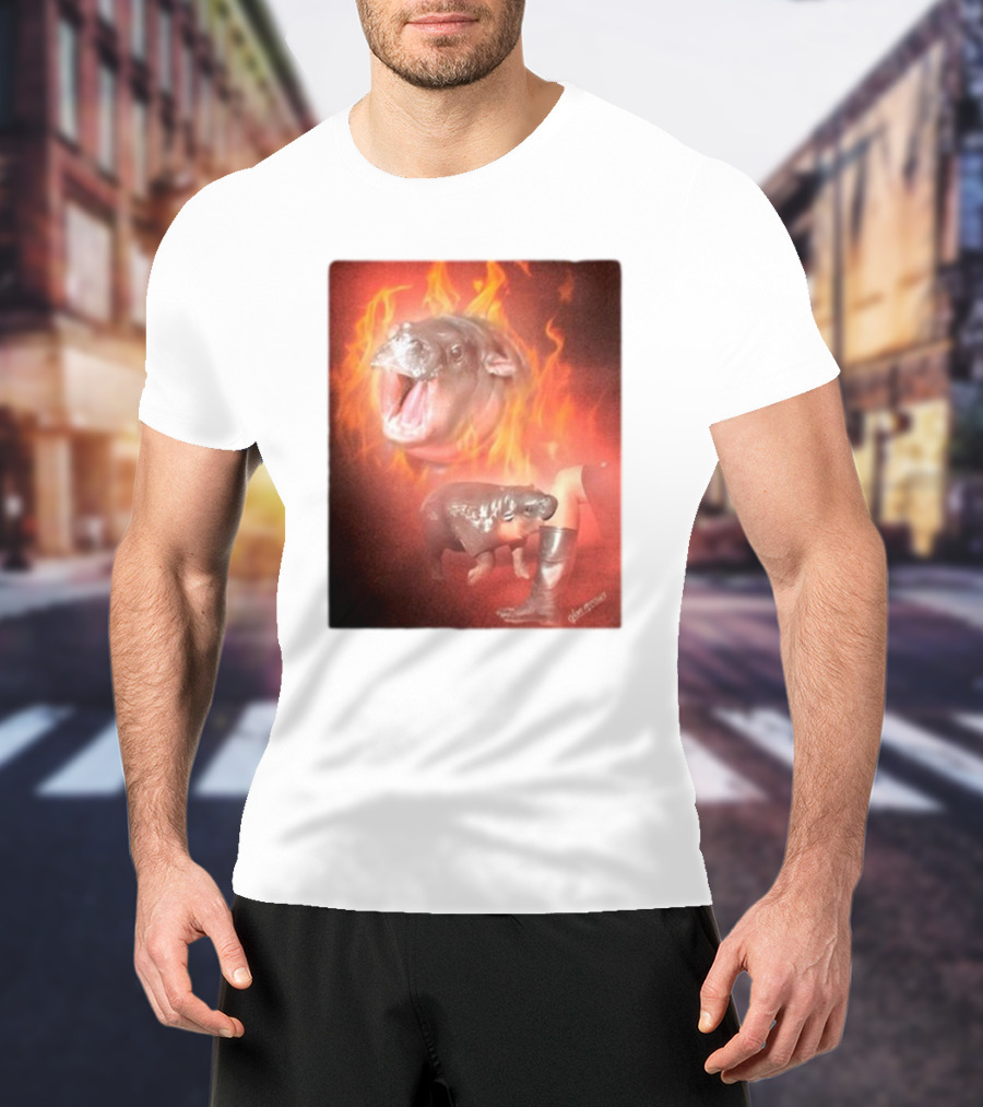 Twaniimals Moo Deng Mood Hippos On Fire T-Shirt