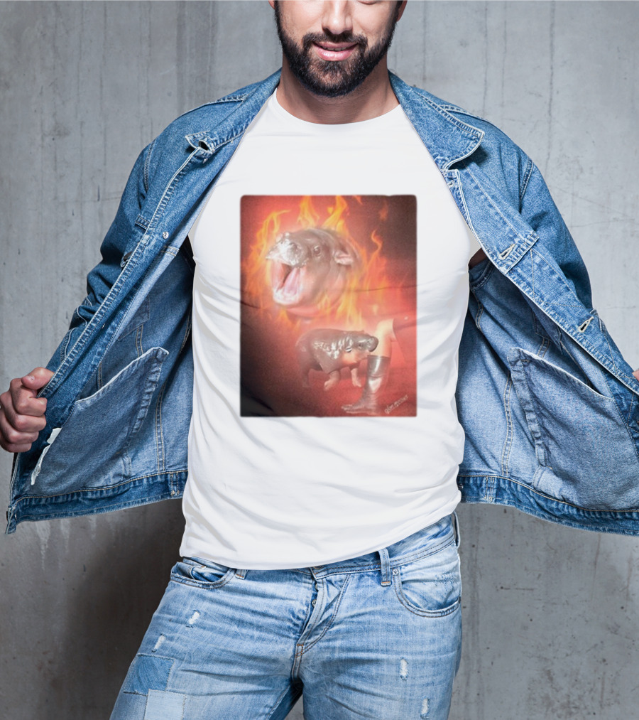 Twaniimals Moo Deng Mood Hippos On Fire T-Shirt