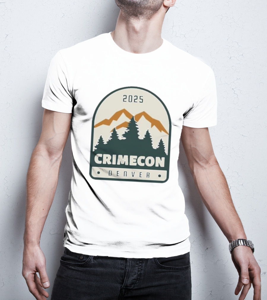 2025 Crimecon Denver Colorado Mountain Forest Badge T-Shirt