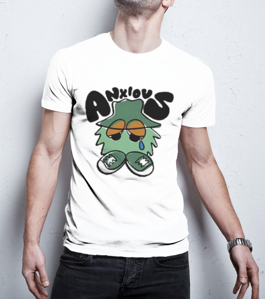 Anxious Fuzzball Green Teardrop Sneaker Character T-Shirt