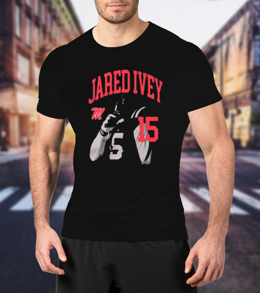 Jared Ivey M 15 Ole Miss Rebels Football T-Shirt