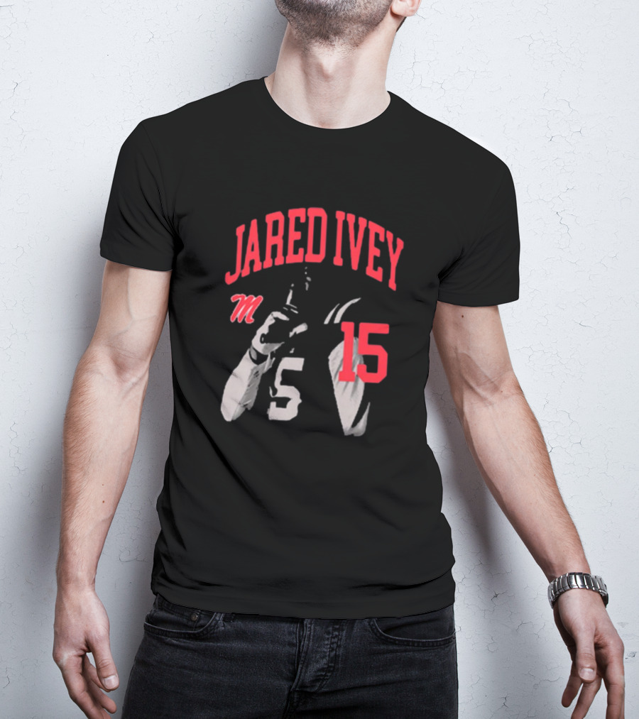 Jared Ivey M 15 Ole Miss Rebels Football T-Shirt