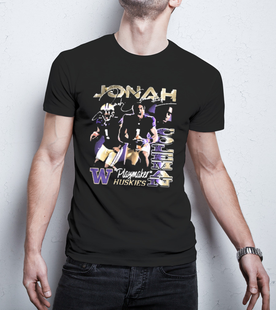 Jonah Coleman Washington Huskies Playmaker 90s Retro Signature W Huskies T-Shirt