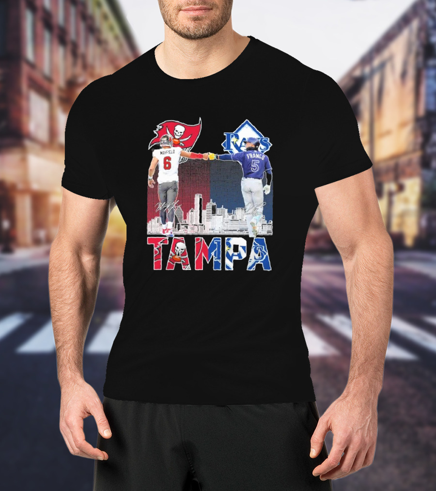 Mayfield 6 Buccaneers Franco 5 Rays Tampa City Collaboration T-Shirt