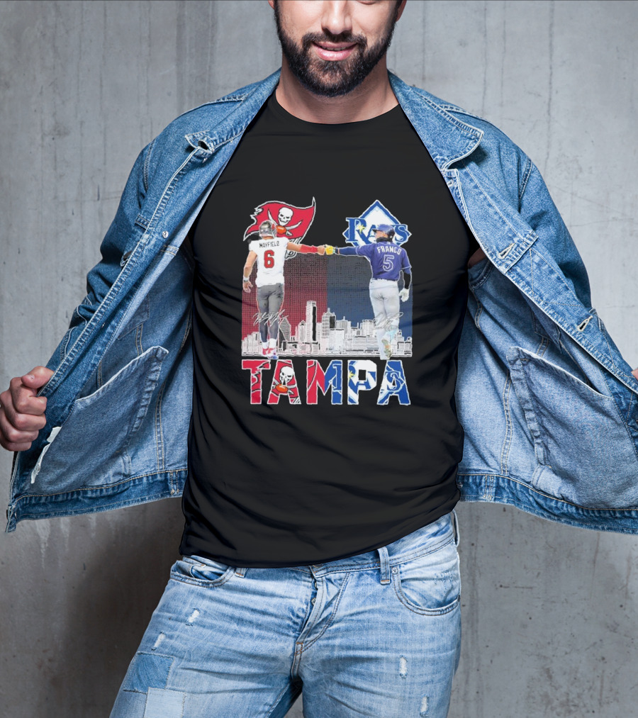Mayfield 6 Buccaneers Franco 5 Rays Tampa City Collaboration T-Shirt