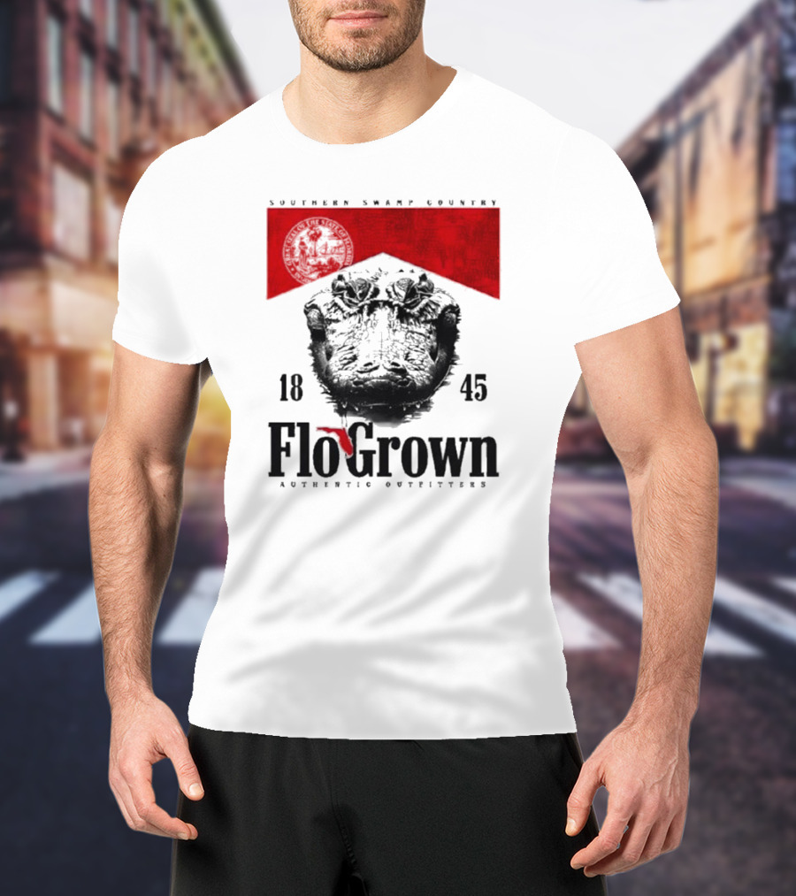 FloGrown Southern Swamp Country 1845 Authentic Outfitters With Florida Map T-Shirt