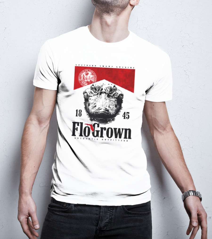 FloGrown Southern Swamp Country 1845 Authentic Outfitters With Florida Map T-Shirt
