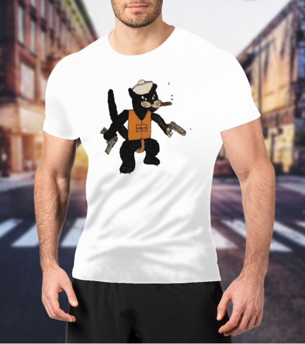 Dylan Cease's Cat Patrol Squadron VPB-71 Vintage Cartoon Panther With Guns And Cigar T-Shirt