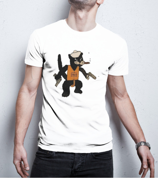 Dylan Cease's Cat Patrol Squadron VPB-71 Vintage Cartoon Panther With Guns And Cigar T-Shirt
