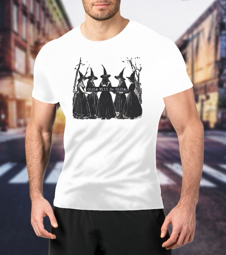Girls Will Be Girls Witch Circle T-Shirt