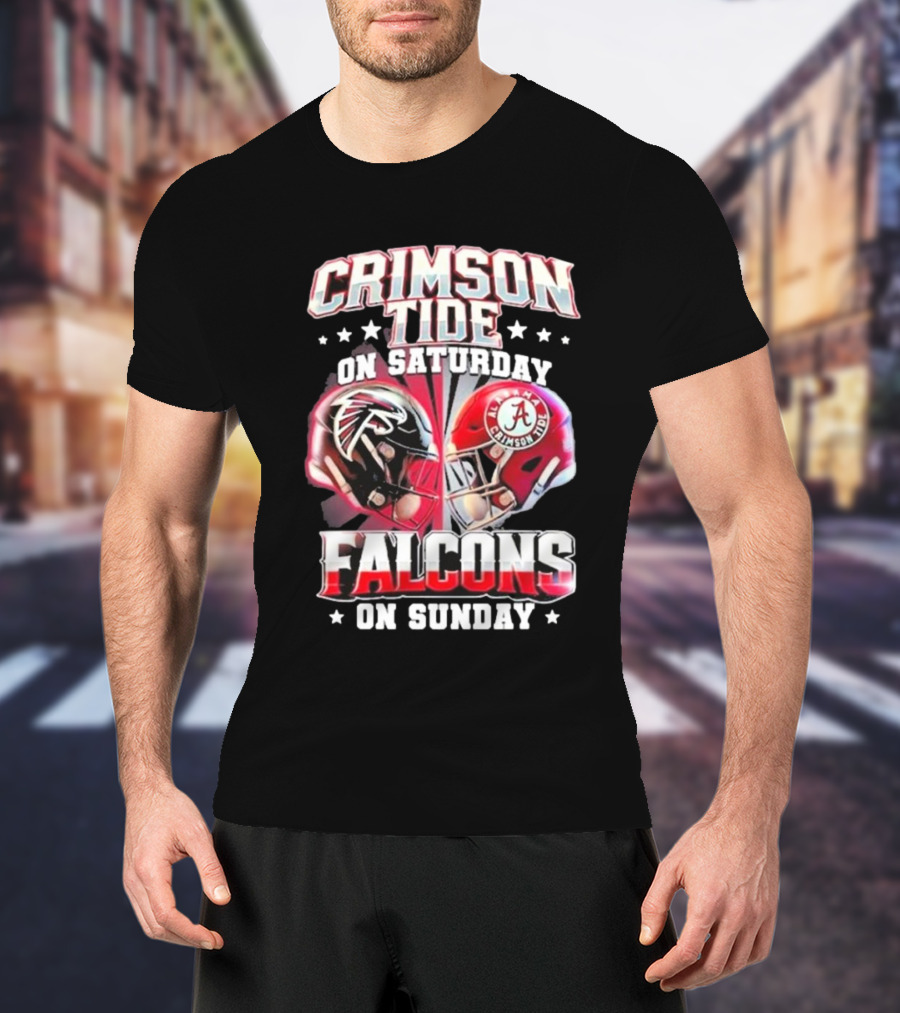 Crimson Tide On Saturday Falcons On Sunday Football Helmets T-Shirt