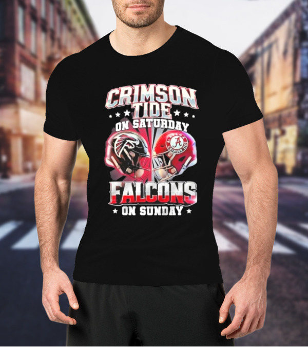 Crimson Tide On Saturday Falcons On Sunday Football Helmets T-Shirt