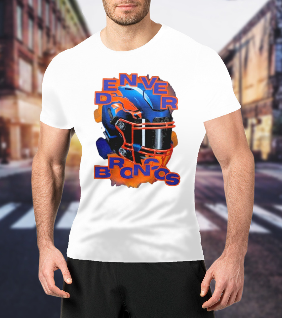 Denver Broncos Helmet Team Sports T-Shirt