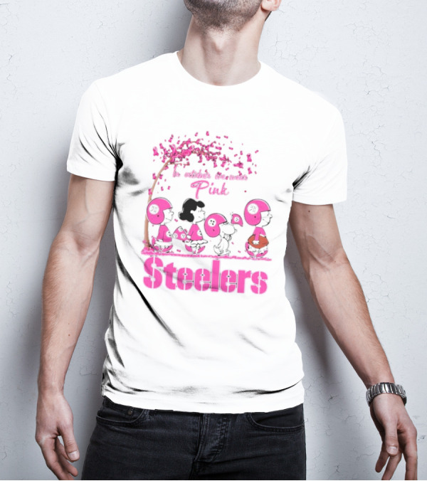 In October We Wear Pink Snoopy Steelers Breast Cancer Awareness T-Shirt