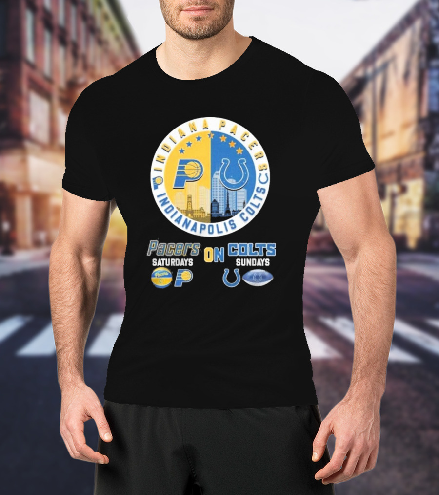Indiana Pacers Indianapolis Colts Saturdays Pacers On Sundays Colts T-Shirt