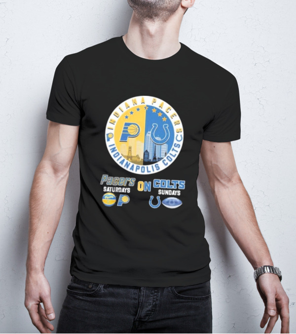 Indiana Pacers Indianapolis Colts Saturdays Pacers On Sundays Colts T-Shirt
