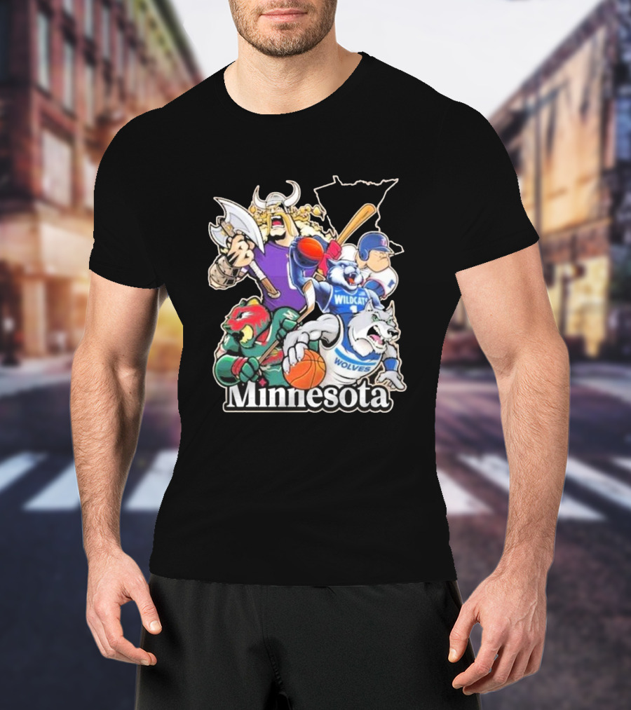 Minnesota Vikings Wildcat Wolves Sports Teams Mascots Vintage T-Shirt