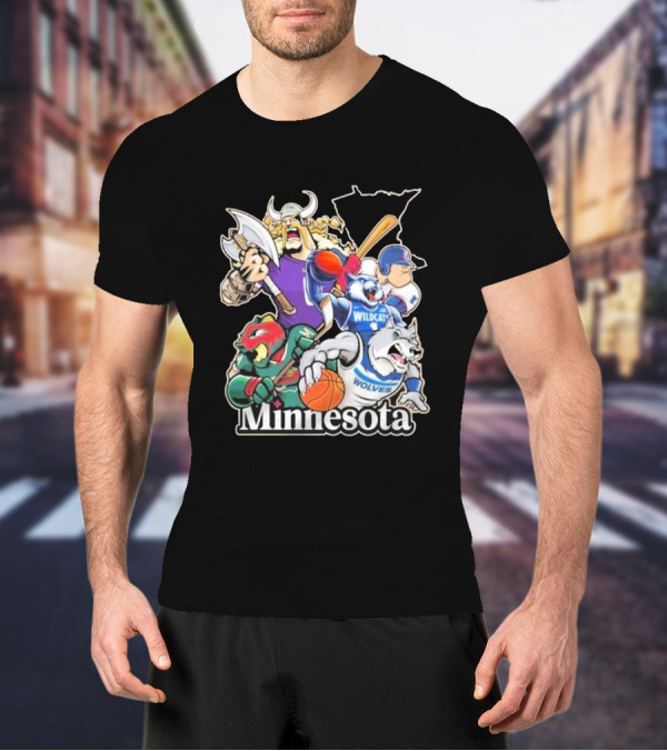 Minnesota Vikings Wildcat Wolves Sports Teams Mascots Vintage T-Shirt