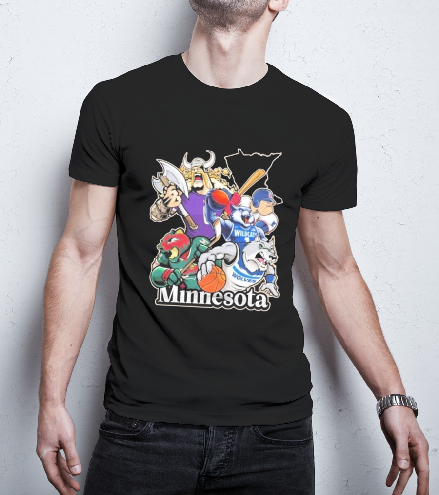 Minnesota Vikings Wildcat Wolves Sports Teams Mascots Vintage T-Shirt
