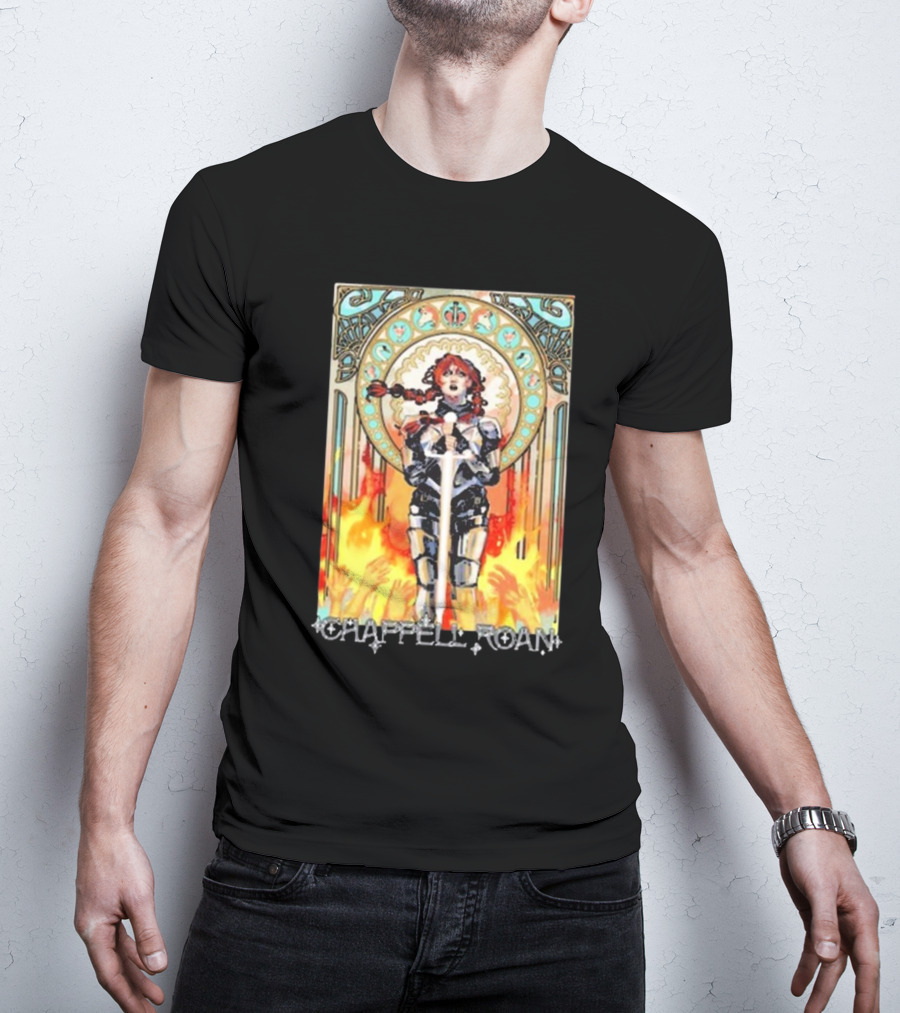 Chappell Roan Knight Armor Flame Background T-Shirt