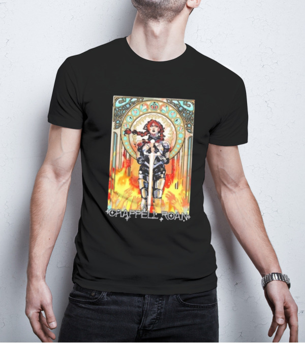 Chappell Roan Knight Armor Flame Background T-Shirt