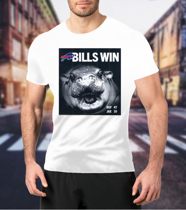 BILLS WIN Buffalo Bills Mafia GoBills Moodeng BUF 47 JAX 10 T-Shirt